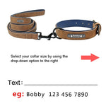 Personalized Leather Dog Collar Leash