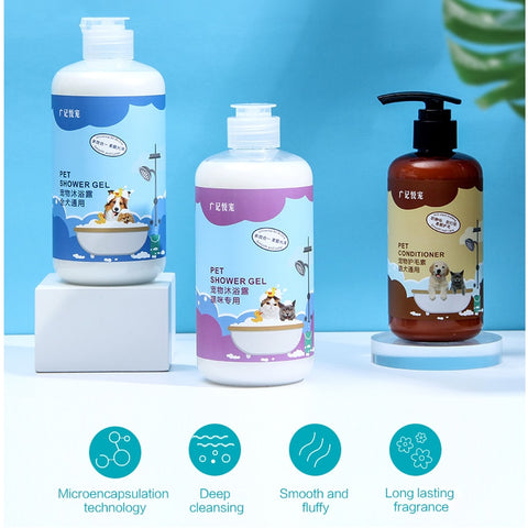 Pet dog shower gel lasting fragrance and mites decontamination cat shampoo pet special shower gel hair conditioner 500ml