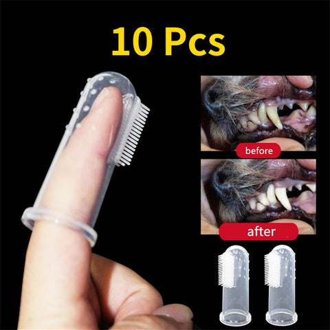 10 pcs Pet Finger Silicone Toothbrush