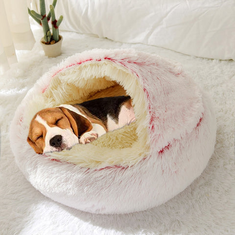 Round Soft Long Plush Pet Bed